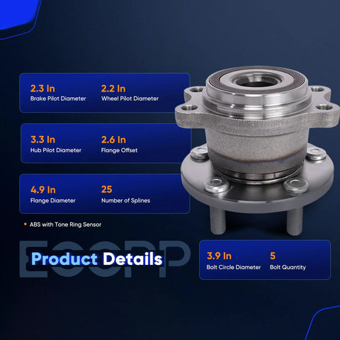 2 Pack Rear Wheel Hub Bearing Assembly For Subaru Outback And Legacy 2005 2006 2007 2008 2009 With ABS AWD 5 Lug OE 512293