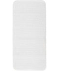 Cushy Non Slip Tub Mat With Suction Cups For Tubs 17 By 36 Inches White Machine Washable Skid Resistant With Drainage Holes For Quick Drainage And Easy Care. White rectangular tub mat on flat surface.