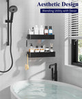 Two Pack Adhesive Shower Caddies With Rustproof Metal Shelves No Drill Bathroom Organizer Storage Black XX Large Durable Finish