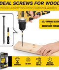 Power drill using Ten By Four Inch Black Star Drive Wood Screws Self Tapping Deck Screws 80 Pieces with Free T25 Bit on wood