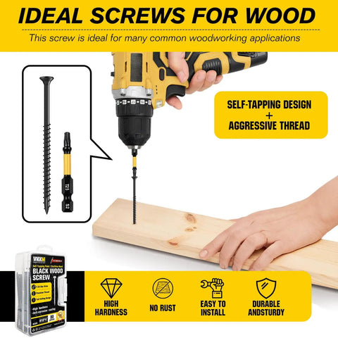 10 By 3 Inch Black Star Drive Wood Screws Set Self Tapping Deck Screws 110 Pieces With Free T25 Bit demonstration