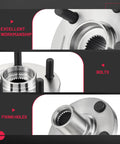 Close-up of Front Wheel Bearing Hub Assembly 5 Lug 2 Pack with bolts and fixing holes for Toyota and Lexus