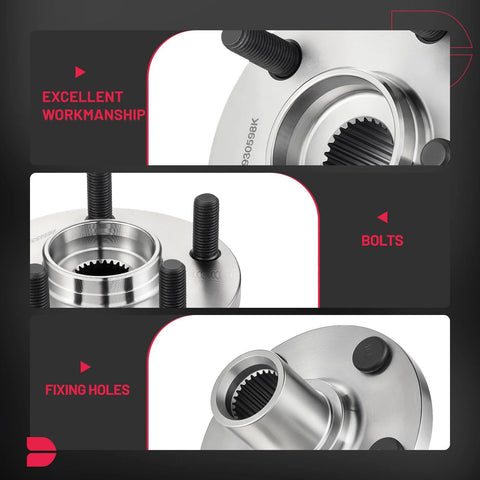 Close-up of Front Wheel Bearing Hub Assembly 5 Lug 2 Pack with bolts and fixing holes for Toyota and Lexus