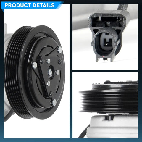 Kickin Cold Air AC Compressor With Clutch For Honda Odyssey Pilot Ridgeline And Acura MDX ZDX shows detailed pulley and clutch assembly.