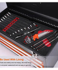 Kickass Iron Drawer Organizer Built As A Steel Parts Box With Low Friction Casters And Desktop Sorting Trays To Keep All Hardware Tight And Fully Functional, showing organized tools.