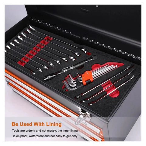 Kickass Iron Drawer Organizer Built As A Steel Parts Box With Low Friction Casters And Desktop Sorting Trays To Keep All Hardware Tight And Fully Functional, showing organized tools.