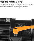 Pressure relief valve on Heavy Duty Electric Rebar Bender Machine 1200W for easy operation and safety in construction.
