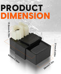 GY6 6 Pin AC CDI Box With Plug Connector Direct Replacement For 50cc 125cc 150cc Scooters displaying dimensions.