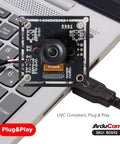 120FPS Global Shutter Mono USB Camera Module with 1280x800 800P High Speed UVC Webcam and 130 Degree Wide Angle M12 Lens connected to laptop