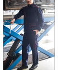 Men Long Sleeve Work Jacket And Pants Set Premium Poly Cotton Industrial Maintenance Engineer Uniform Real Deal Daily Grind Ready Utility Outfit In 3X Large Size Option, worn by a man holding a wrench.
