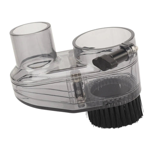 Transparent ABS Dust Shoe For CNC Router Milling, Clear Dust Collector Cover With 38mm Hose, 52mm Spindle Compatibility, Nylon Brush visible