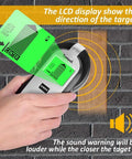 Person using 4 In 1 Stud Finder Wall Scanner With LCD Display For Wood Metal AC Wires And Joist Detection Center Finding Pro Level Accuracy For Diy Friendly Home Improvement Projects against a wall