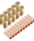 TIG Gas Lens and Collet Kit for Stubby Lens, 20 Pack Collet Set WP 17 18 26 Torches, 3 32 Inch, 10N24S shown in gold and copper
