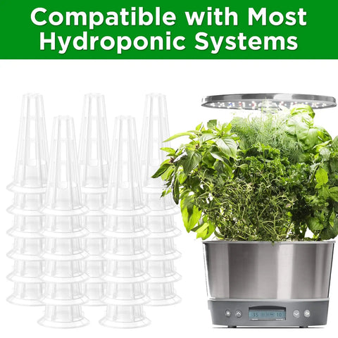 50 Pack Hydroponic Grow Baskets For Indoor Garden Systems with seed pod basket and herbs in hydroponic planter