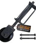 Heavy-Duty Gate Wheel With A Large Four Inch Wheel For Smooth Operation, 14.5 Inch Gate Support Roller, weather-resistant black metal