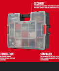 14 Compartment Storage Organizer With Removable Dividers For Customizable Small Parts And Tools Stackable With Side Latches