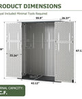 61 Cu Ft Outdoor Storage Shed With 56 Inch Wide Design, Waterproof Resin Cabinet dimensions and open view