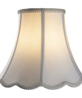 White Bell Scalloped Table Lamp Shade With Brass Harp Set 5 Inch Top 10 Inch Bottom 8 Inch Height Double Layer Polyester Fabric