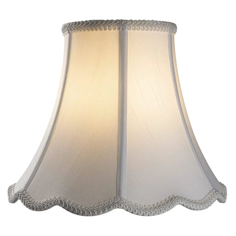 White Bell Scalloped Table Lamp Shade With Brass Harp Set 5 Inch Top 10 Inch Bottom 8 Inch Height Double Layer Polyester Fabric