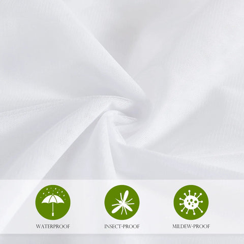 Close-up of Outdoor Mosquito Net For Porch, Patio, Gazebo 2 Panels Waterproof Sheer Tulle Curtains showing waterproof fabric.