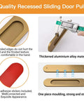 Self Stick Oval Sliding Door Pulls Set of 4 Aluminum Alloy Recessed Door Handles Punch Free Bronze Gold 180mm details