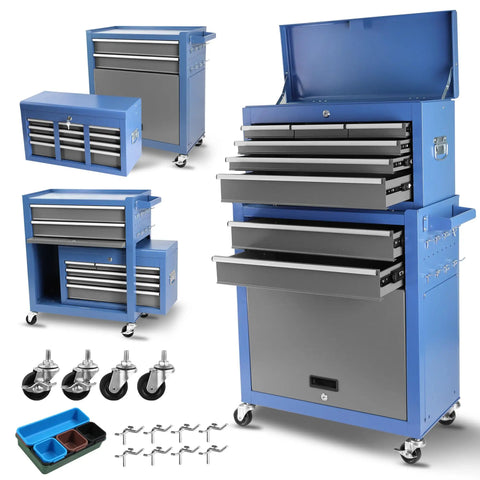Real Deal Heavy Duty Tool Chest With Eight Spacious Drawers And Tight Locking Compartments Designed For Rapid Detachment Smooth Ball Bearing Casters