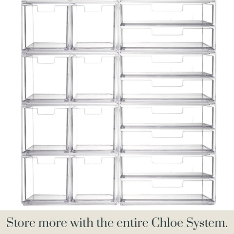 Clear Drawer Organizer With Four Wide Drawers For Office, Kitchen, Beauty, Makeup, Pens And Jewelry Storage Solution