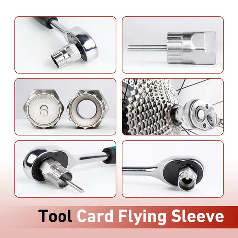 Universal Bike Freewheel Removal Tool Kit with heavy duty chain whip and freewheel lockring for most bikes in detailed view.