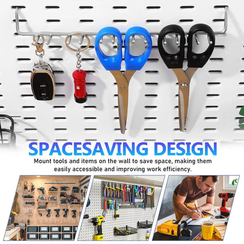 Two Pack Multi Prong Pegboard Accessories Organizer Kit With Tool Storage Hooks for pliers, wrenches, scissors on wall