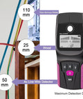 Stud Finder Wall Scanner, Electronic Stud Detector with LCD Display for Wood, Metal, AC Wire, and Joist - showing detection depth measurements.