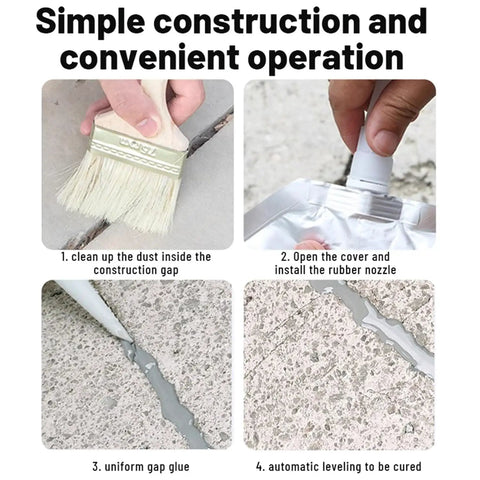 Step-by-step use of Indoor And Outdoor Concrete Crack Filler Self Leveling And Waterproof Patch Sealant 500ml on concrete surface