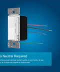 Diva Style Smart Dimmer Switch With No Neutral Required For Easy Glow Up On Any Circuit, showing wires for installation.