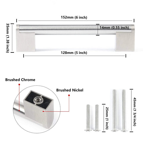 10 Pack 5 Inch Cabinet Pulls Brushed Nickel Finish With Stainless Steel Tubes For Kitchen Cabinets And Bathroom Hardware