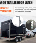 Cargo trailer with door latch and lock detail, Trailer Door Hasp Keeper Kit For Cargo Trailers, fits ramp padlock and race bar locks.
