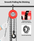 VEVOR red hand chain hoist, 1-ton capacity, 20 ft lifting height, manual block with galvanized chain