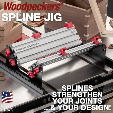 Pro Grade Spline Jig Kit For Router Table And Table Saw Making Badass Dovetail And Miter Joints With Smooth Aluminum Track and Tough Steel Guides in use.