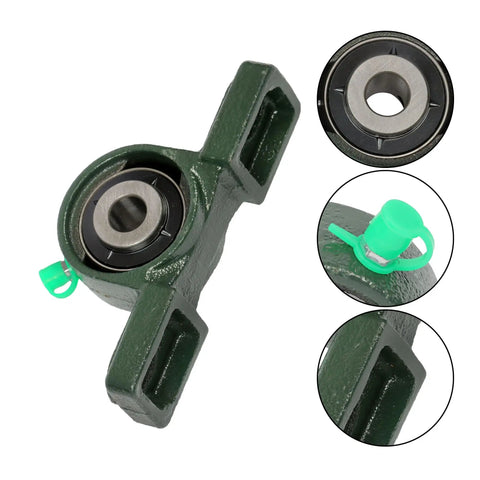 Close-up of UCP201-8 Pillow Block Bearing Set 6 Pack Self Aligning With Spherical Outer Ring Pre Lubricated, showing green housing.
