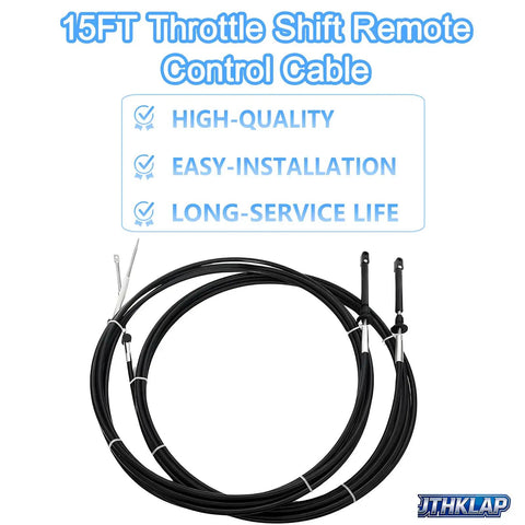 15 Foot Throttle Shift Remote Control Cable For Outboard Engines Including Evinrude OMC BRP Ficht 1979 2025 Replace OE 0173115 173115 Delivers Smooth Gear Shifts And Easy Install For Boat Buffs displayed with high quality and easy installation icons