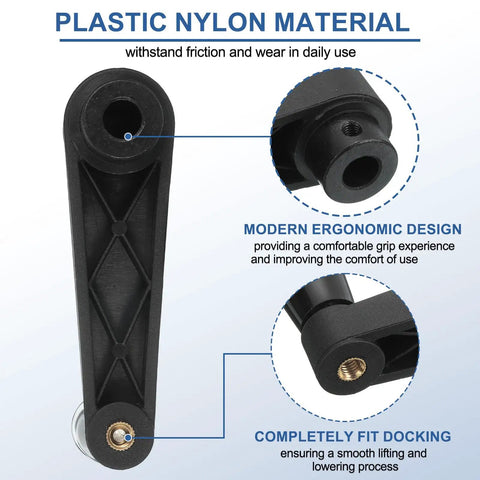 Premium Heavy Duty Revolving Handwheel Machine Handle, 2 Piece Universal Lathe Crank Grip Replacement, 10 MM Bore 105 MM Length, showing nylon material and ergonomic design.