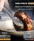 Extra Long BBQ Tongs Set Of Two 12 Inch And 17 Inch Stainless Steel Grillin Tongs With Locking Mechanism Heat Resistant Up To 600 Degrees Non Slip Silicone Grips Great For Grillin Cooking Outdoor Barbecue holding meat over pan
