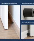 10 Pack Black Rubber Door Stoppers Floor Mounts Heavy Duty Anti Scratch Door Bumpers for Wall Protection shown in use