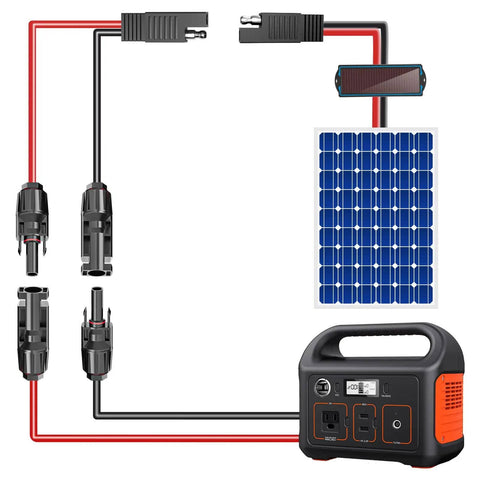 10 AWG SAE Solar Panel Extension Cable With 2 Polarity Reversed Adapters for RV Caravan Battery Charger Kit