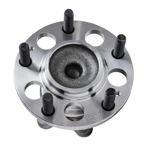 Heavy Duty Rear Wheel Bearing And Hub Assembly For 2014 To 2019 Kia Soul Fwd showing polished steel finish and five lug holes.
