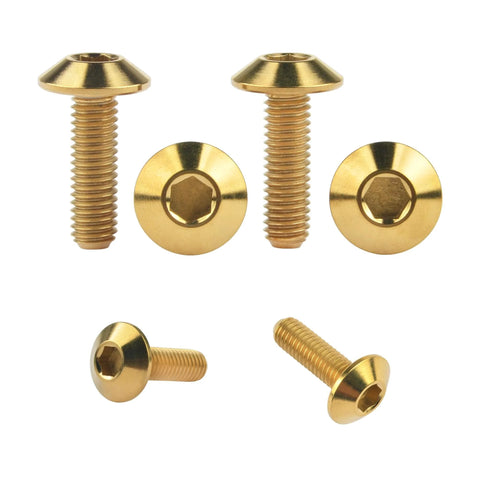 Titanium Button Head Socket Cap Screws M6x12 15 20 25 30 35mm Set Of 6 Gold Titanium Dome Head Bolts for bicycle and motorcycle