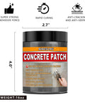 Front view of 16 oz container of Fast Drying Concrete Patch Repair For Cracks Holes And Spalls In Driveways Floors And Sidewalks Indoor
