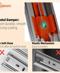 2 Pairs Soft Close Drawer Slides 10 Inch Heavy Duty Side Mount Full Extension Rails With Screws For Kitchen Cabinets 100Lb Capacity Anti Rust Long Lasting Silver Drawer Runners, metal damper close-up
