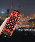 Industrial Wireless Crane Remote Control Kit With Eight Buttons for 12V 24V hoist and emergency stop, ergonomic in hand at night crane site