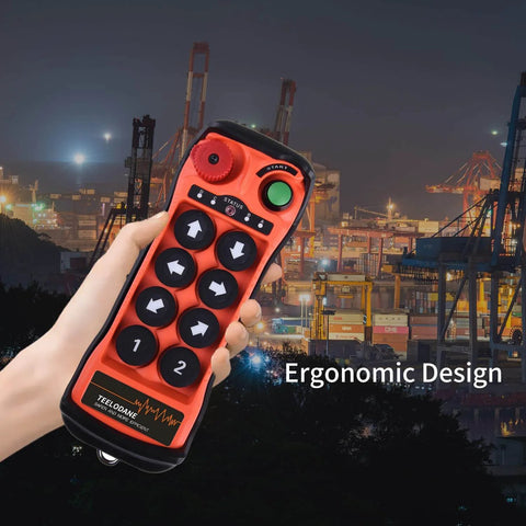 Industrial Wireless Crane Remote Control Kit With Eight Buttons for 12V 24V hoist and emergency stop, ergonomic in hand at night crane site