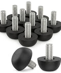 12 Pack M8 Adjustable Furniture Feet in 304 Stainless Steel Leveling Screws 8mm by 1.25 Thread with non-slip base