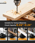 Steady As Can Be Benchtop Mini Drill Press With Quick Grip Vise, drilling wood with precision, suitable for various materials.